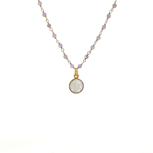 [001650] Necklace with White Pendant | Mixed Stones