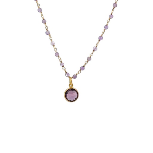 [001651] Necklace with Purple Pendant | Mixed Stones
