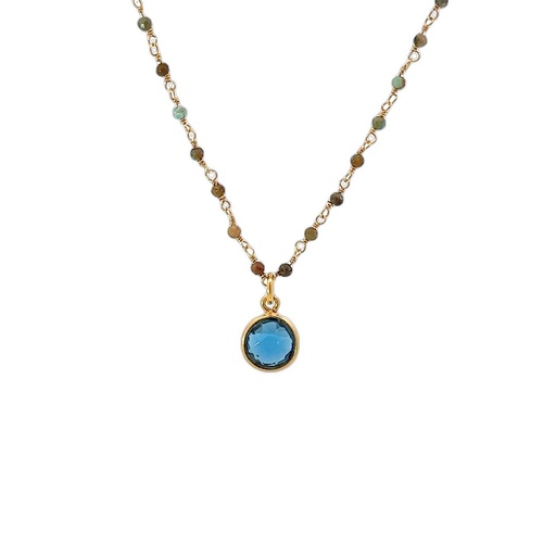 [001652] Necklace with Blue Pendant | Mixed Stones