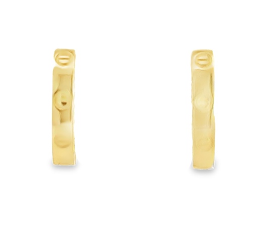 [001663] Huggie Hoop Earrings | Oval Screw Detail 9K 11x2.8mm