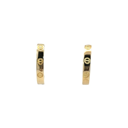 [001663] Huggie Hoop Earrings | Oval Screw Detail 9K 11x2.8mm