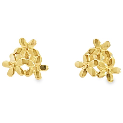 [001669] Stud Earrings | Flower Cluster In 9K Yellow Gold