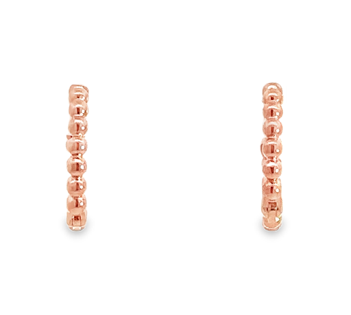 [001675] Huggie Hoop Earrings | Ball 10x2mm 9K Rose Gold
