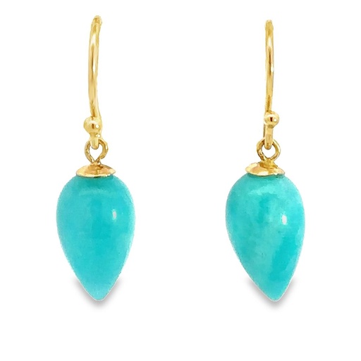 [001680] Earrings | Inverted Amazonite Drops 9K Gold Hooks