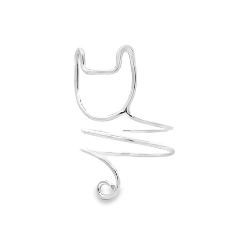 [001704] Ring | Cat Outline In Silver