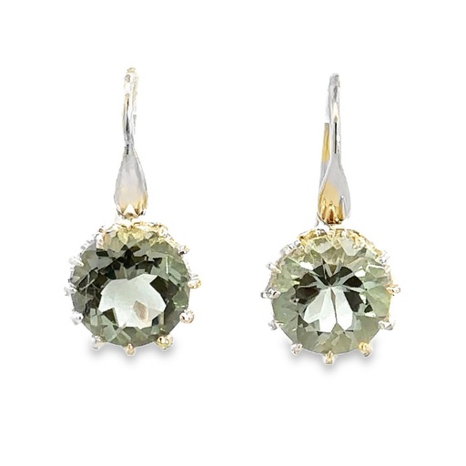 [001713] Earrings | Green Amethyst Silver Drops