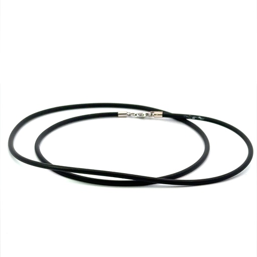 [25830] Neoprene Cord 2mm With Riveted Silver Clasp