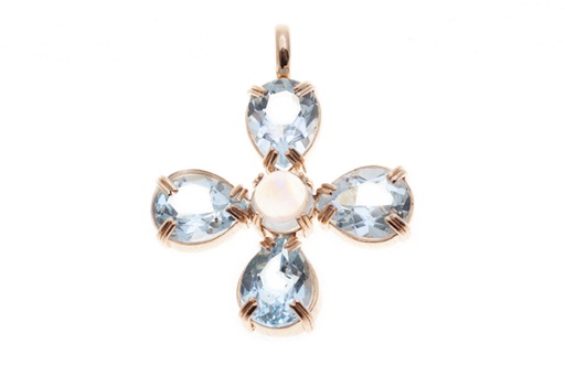 [001720] Pendant Blue Topaz & Moonstone Rose Gold