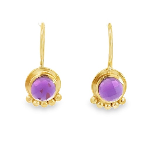 [001740] Earrings | Gold Plated Brass With Amethyst