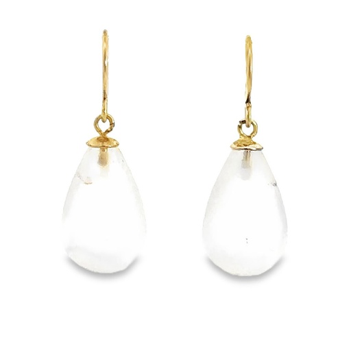 [001781] Earrings | Frosted Rock Crystal Drops 9K