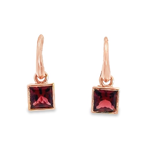 [001784] Earrings | Garnets In 9 Carat Rose Gold