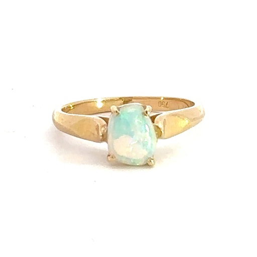 [001800] Opal Ring | 18K Yellow Gold Solid White Opal