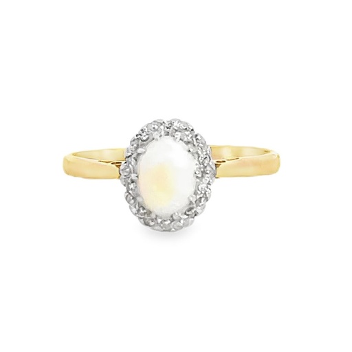[001825] Opal Ring | 18K Gold & Platinum Solid White Opal