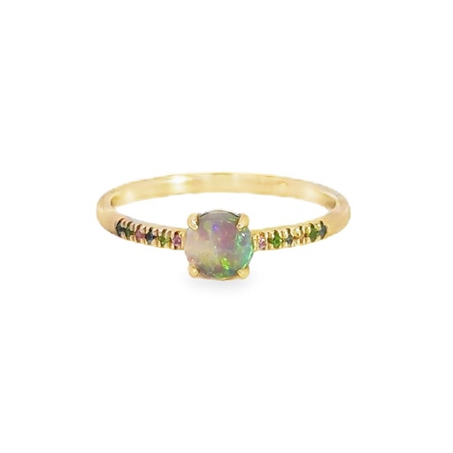 [001832] Opal Ring | 14K Lightning Ridge Solid Opal & Sapphires