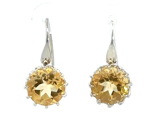 [001839] Earrings | Citrine Drops In 9ct White Gold