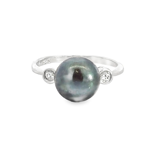 [001851] Pearl Ring | Bold Elegance Black Pearl Ring