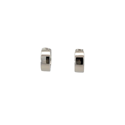 [001892] Silver Huggie Earrings Square Edges