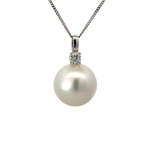 [001903] South Sea Pearl Pendant With Diamond In 9KWG