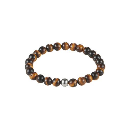 [001909] Tiger Eye Bracelet with Stainless Steel Bead