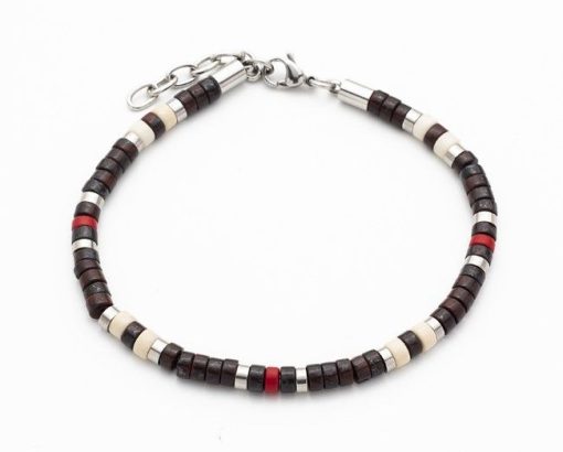 [001917] Men's Bracelet | Multi-Coloured Semi-Precious Stone Beads with Stainless Steel Clasp