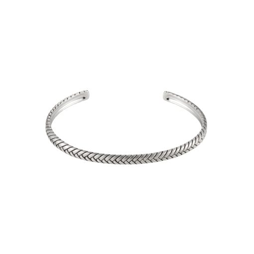 [001924] Bangle | Rhodium Plated Sterling Silver Thin Arrow Pattern