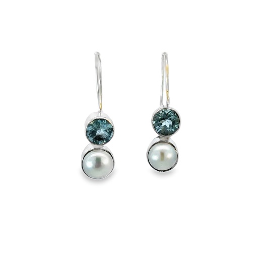 [001928] Freshwater Pearl & Topaz Drop Earrings