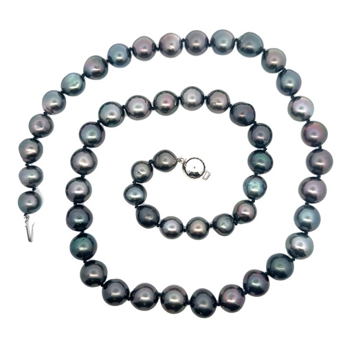 [001934] Tahitian Pearl Necklace With 18ct White Gold Ball Clasp