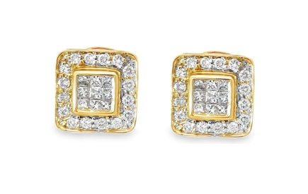 [001939] Diamond Earrings | Square Shape