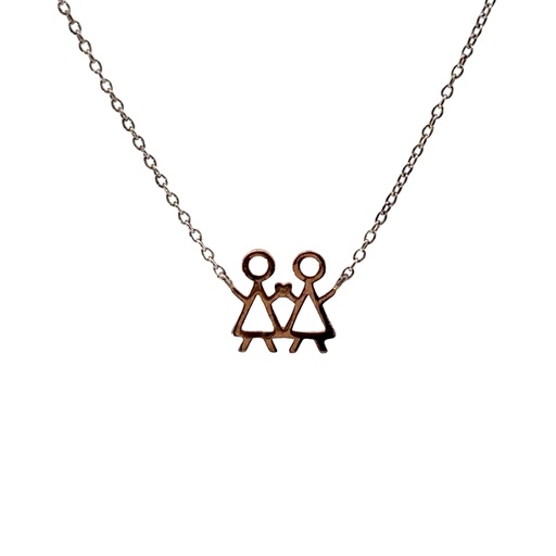 [001953] Petals Silver 'Friends' Circle Necklace