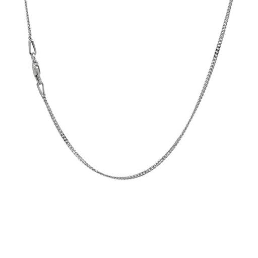 [001956] Flat Curb Link Necklace 50cm | Rhodium Plated Silver