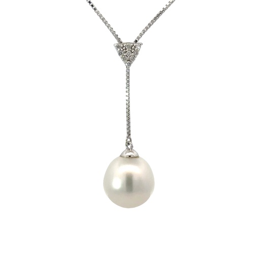 [001985] South Sea Pearl Pendant With Diamond Detail Bail 18K WG