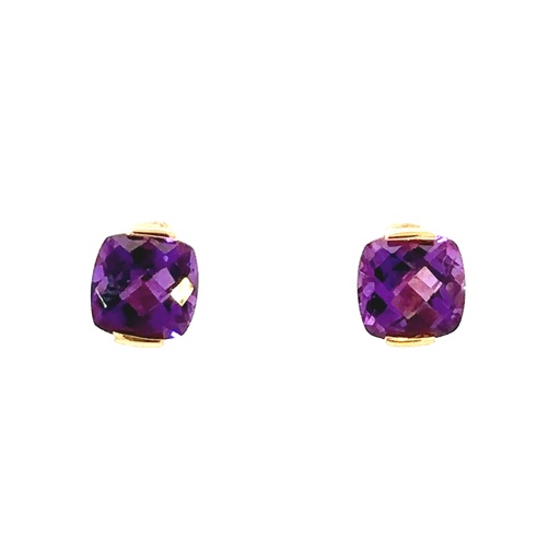 [001991] Amethyst Stud Earrings| 14ct Yellow Gold