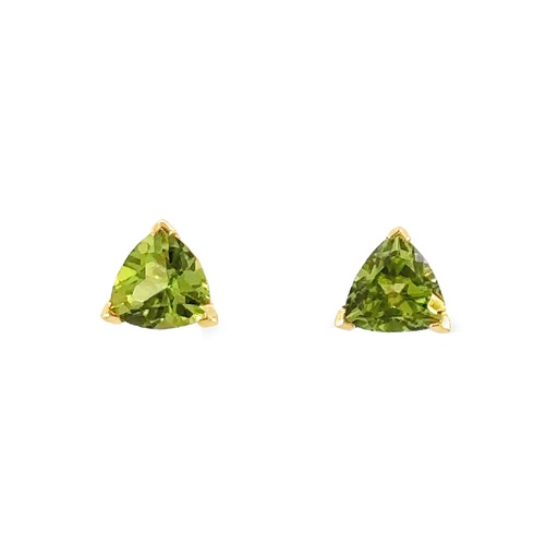 [002001] Peridot Stud Earrings - Trilliant | 14ct