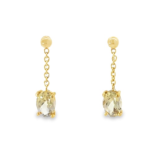 [002013] Ball Stud Earring With Dioptase Drop On Chain | 14ct