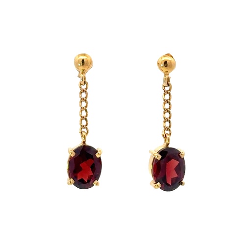[002015] Ball Stud With Hanging Almandine Garnet Drop | 14ct