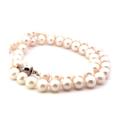 [25532JCFWPNS/SBALLCLASP] Freshwater Pearl Necklace With Silver Ball Clasp