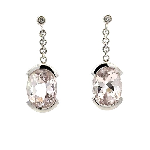 [002017] Kunzite & Diamond Stud Earrings | 18K