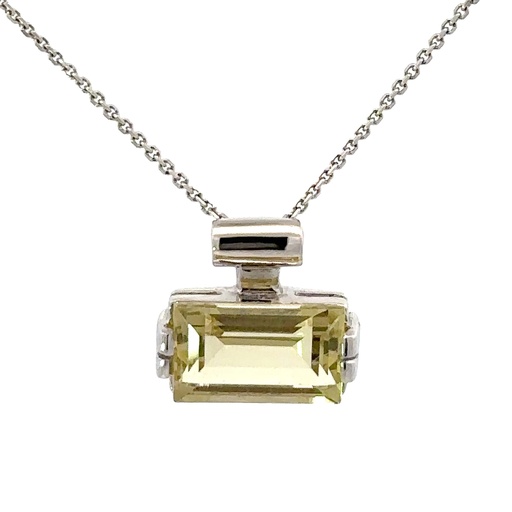 [002019] Lemon Quartz Pendant In 14K White Gold