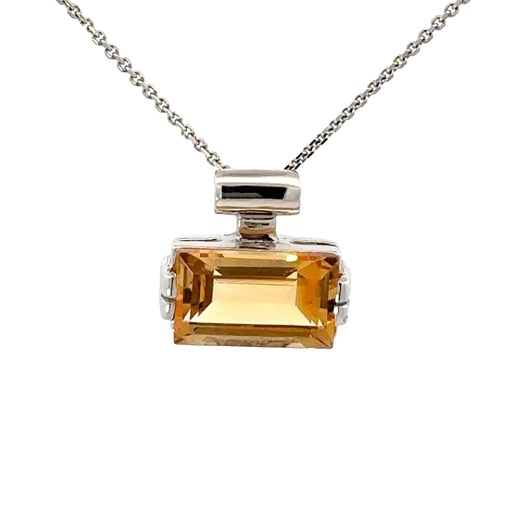 [002020] Citrine Pendant In 14K White Gold