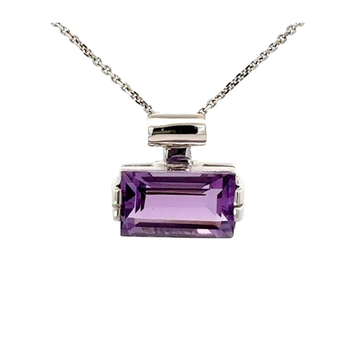 [002021] Amethyst Pendant In 14K White Gold