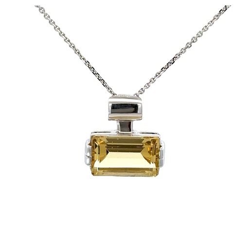 [002023] Yellow Beryl Pendant In 14K White Gold