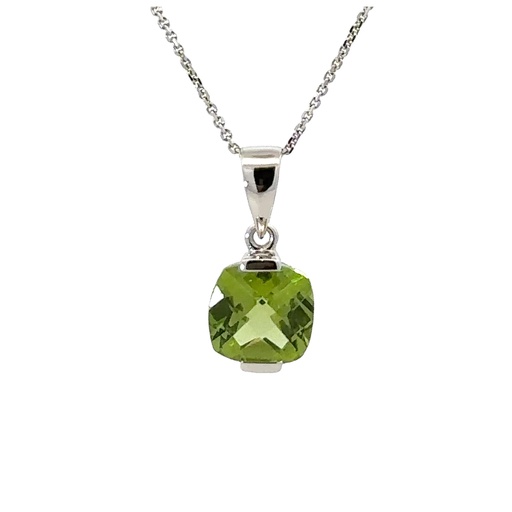 [002028] Peridot Pendant In 14K White Gold