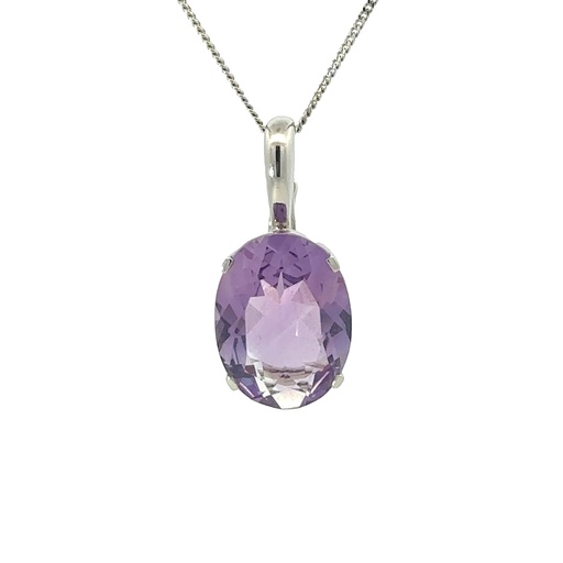 [002035] Amethyst Pendant In 14K White Gold