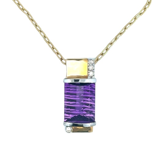 [002038] Amethyst And Diamond Pendant In 18K Two-Tone