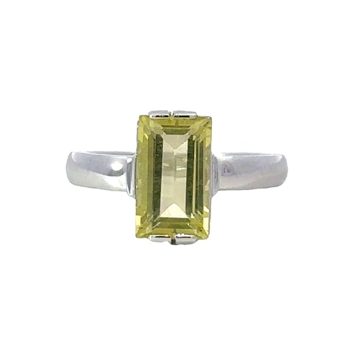 [002045] Lemon Quartz 14K White Gold Ring