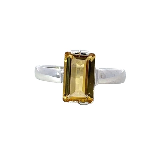 [002047] Yellow Beryl 14K White Gold Ring