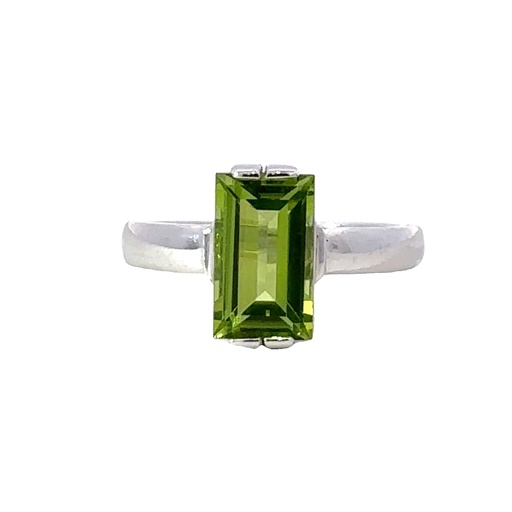 [002048] Peridot 14K White Gold Ring