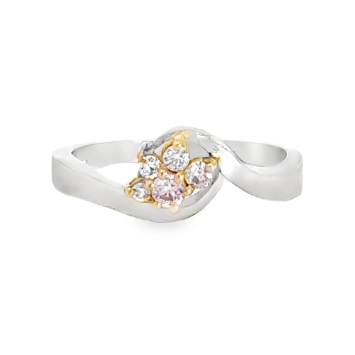 [002081] Natural Pink And White Diamond Platinum Ring