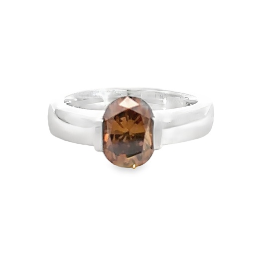 [002083] Champagne Diamond 18K White Gold Ring