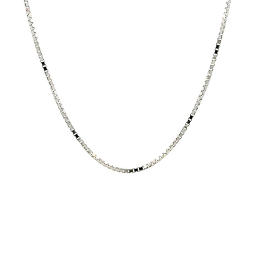 [002111] Box Chain Necklace | 50cm 18ct White Gold